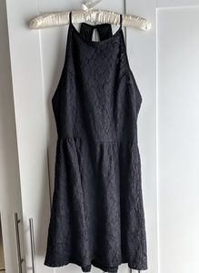 Anthropologie black lace backless dress